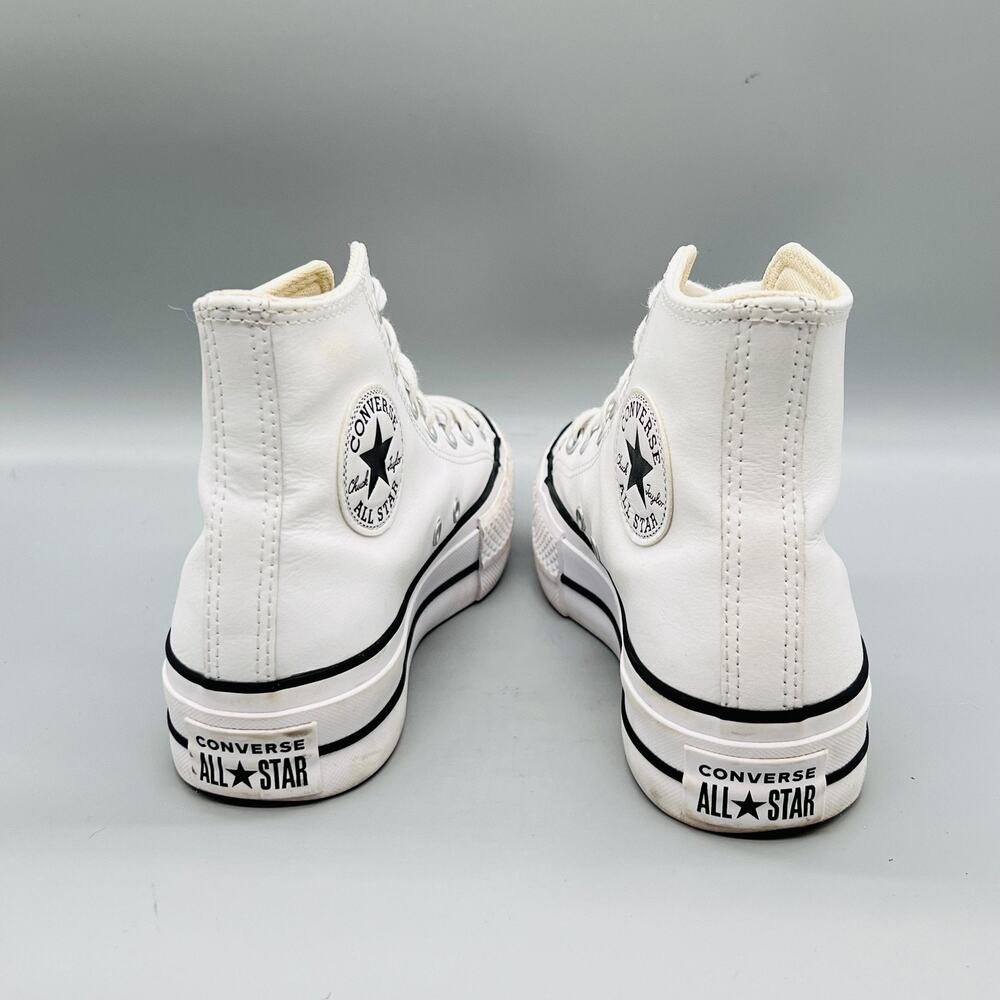 Converse Shoes Womens 6.5 White Leather All Star High Top Platform Sneakers - Picture 6 of 11